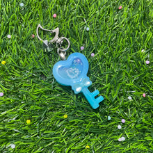 Load image into Gallery viewer, Valentine's Day Blue & Purple Heart Key Shaker Keychain