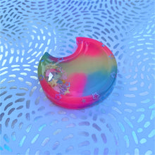 Load image into Gallery viewer, Pink, Yellow & Blue Tie-Dye Moon Resin Shaker Charm