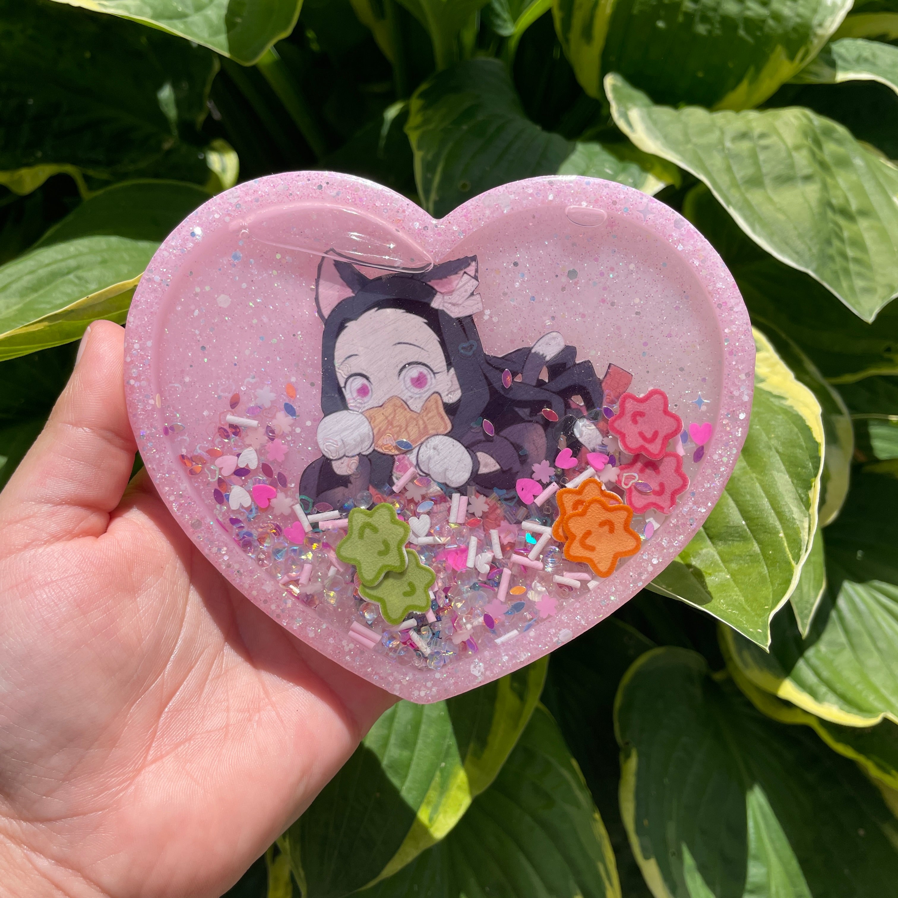 Pink Heart Nezuko Shaker Coaster