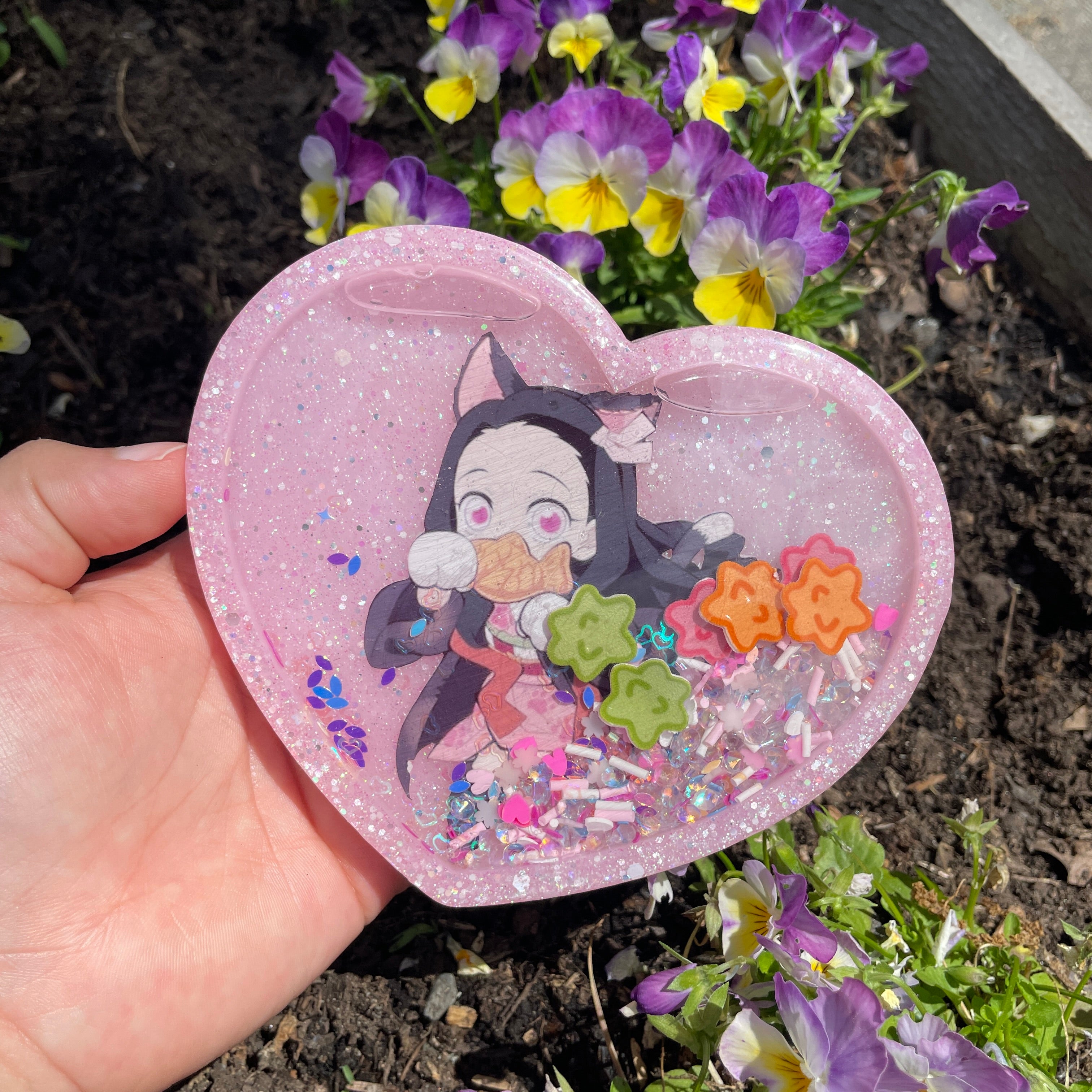 Pink Heart Nezuko Shaker Coaster