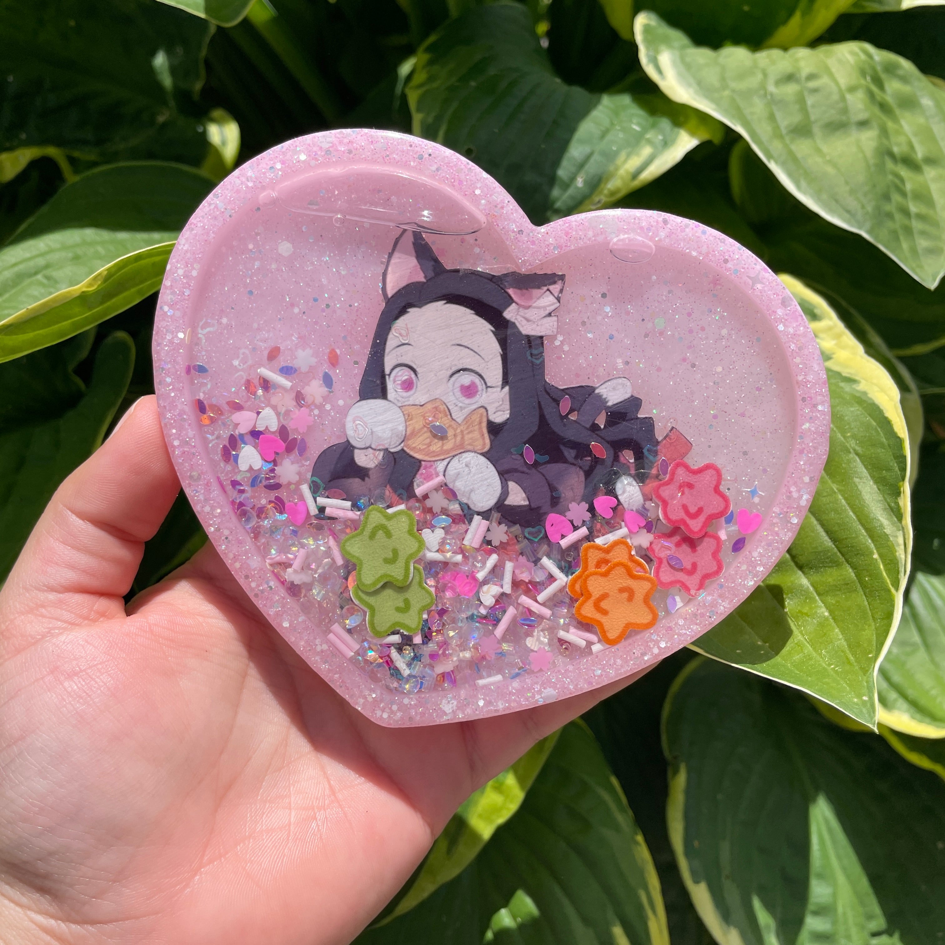 Pink Heart Nezuko Shaker Coaster