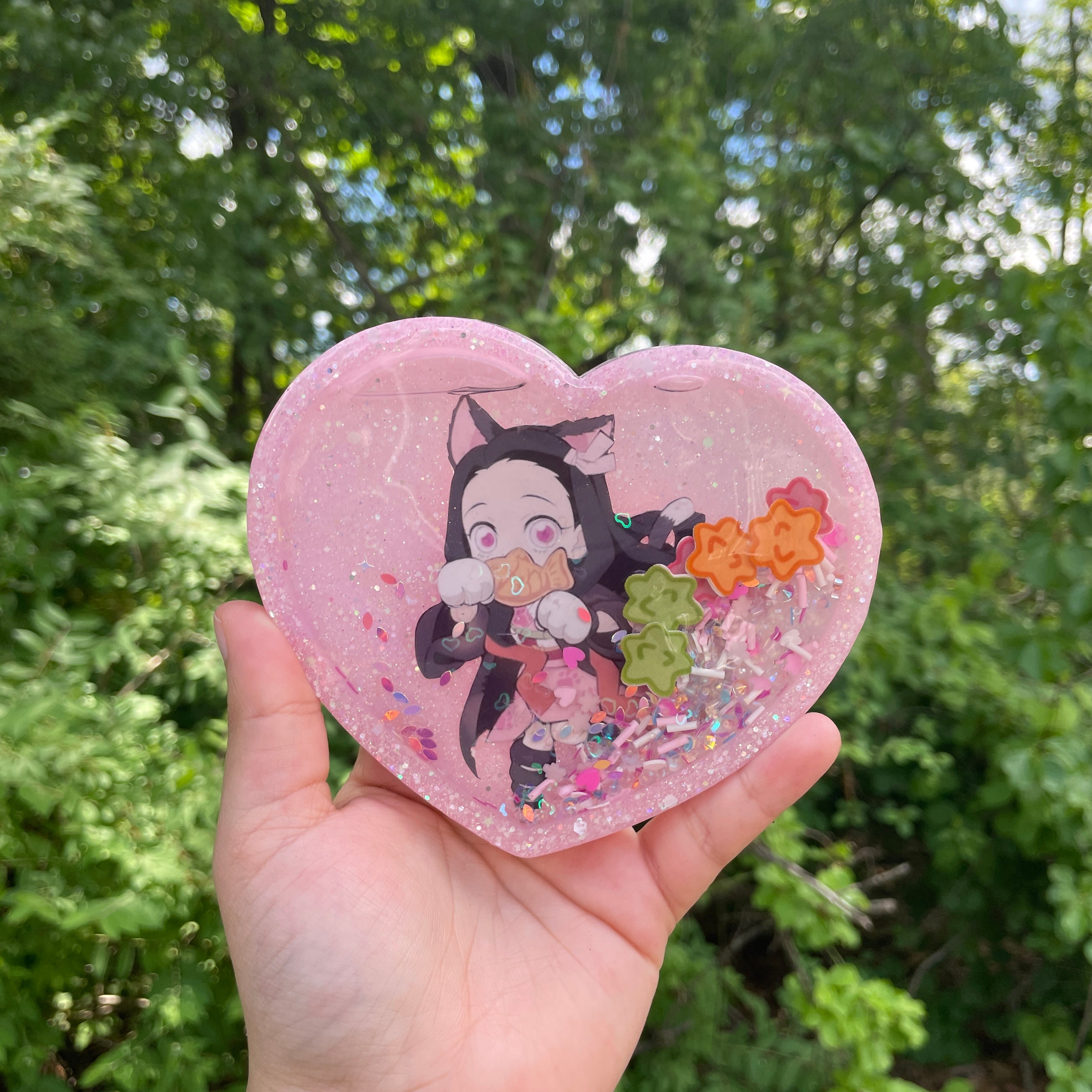 Pink Heart Nezuko Shaker Coaster