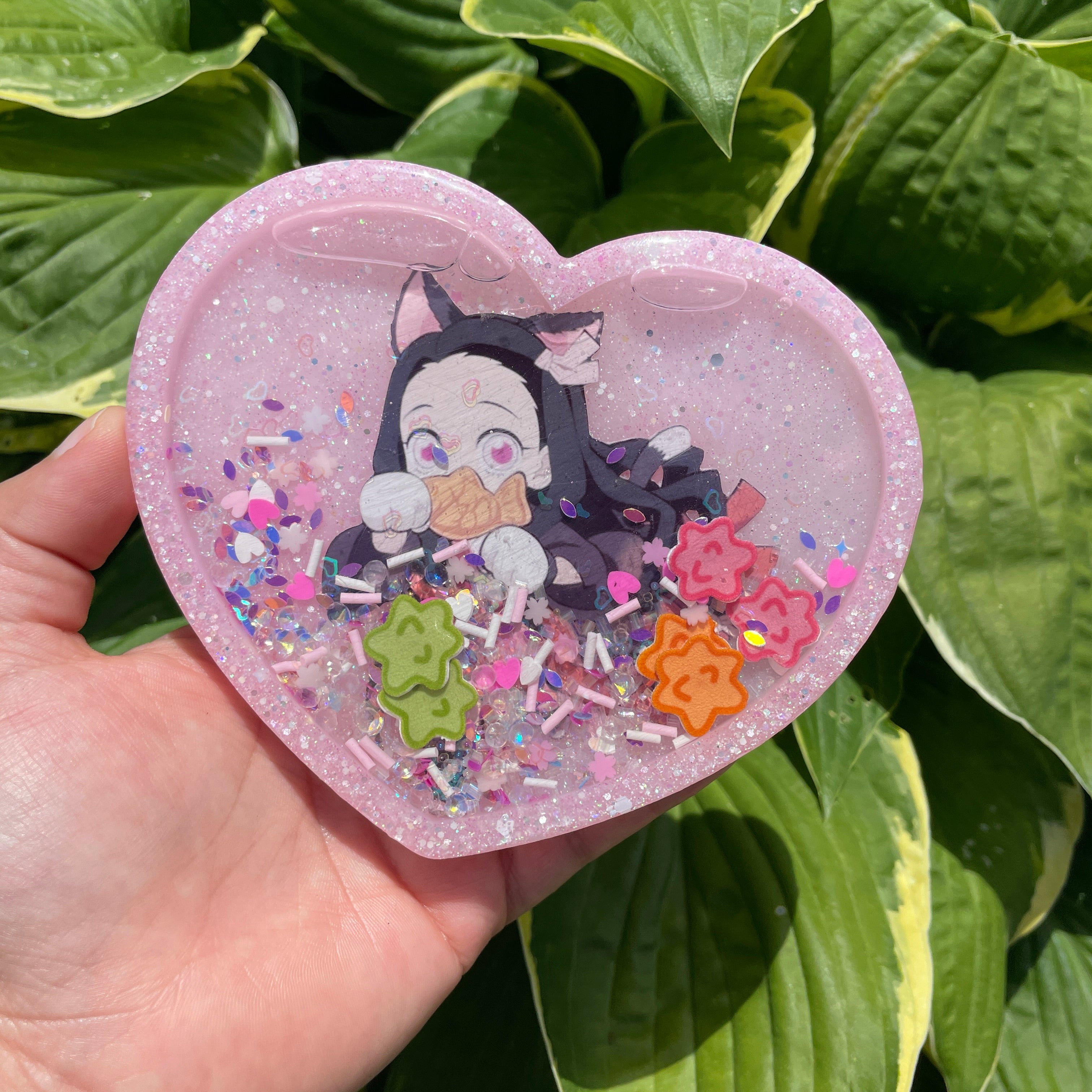 Pink Heart Nezuko Shaker Coaster