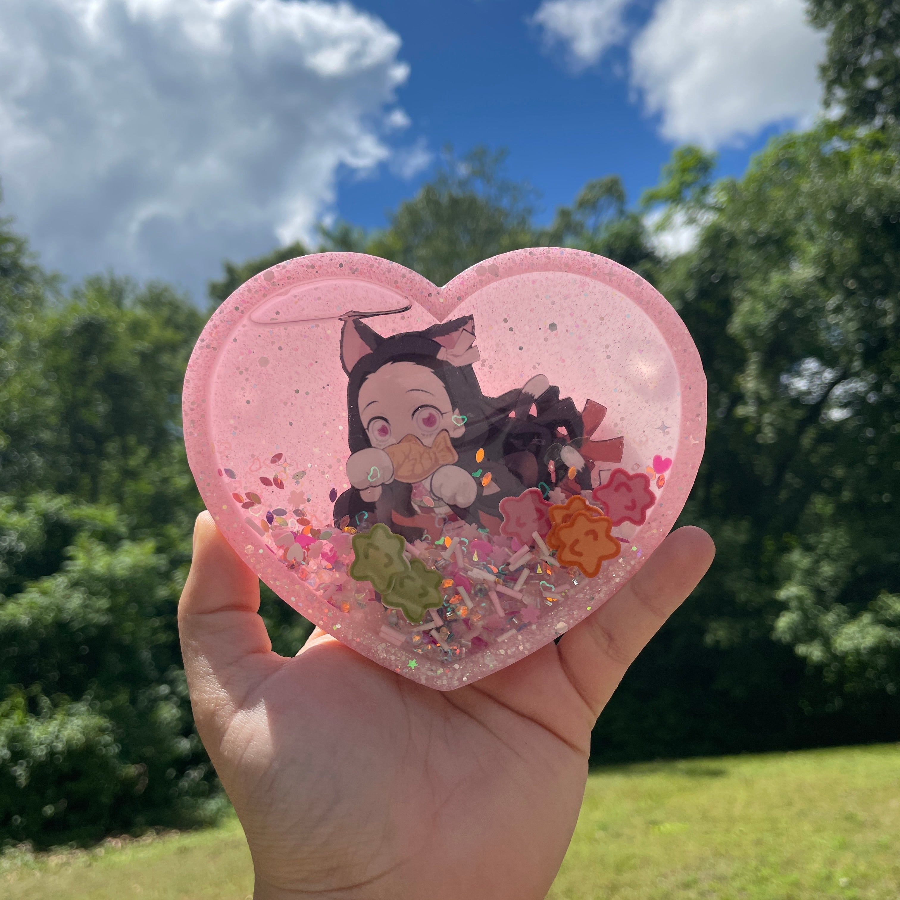 Pink Heart Nezuko Shaker Coaster