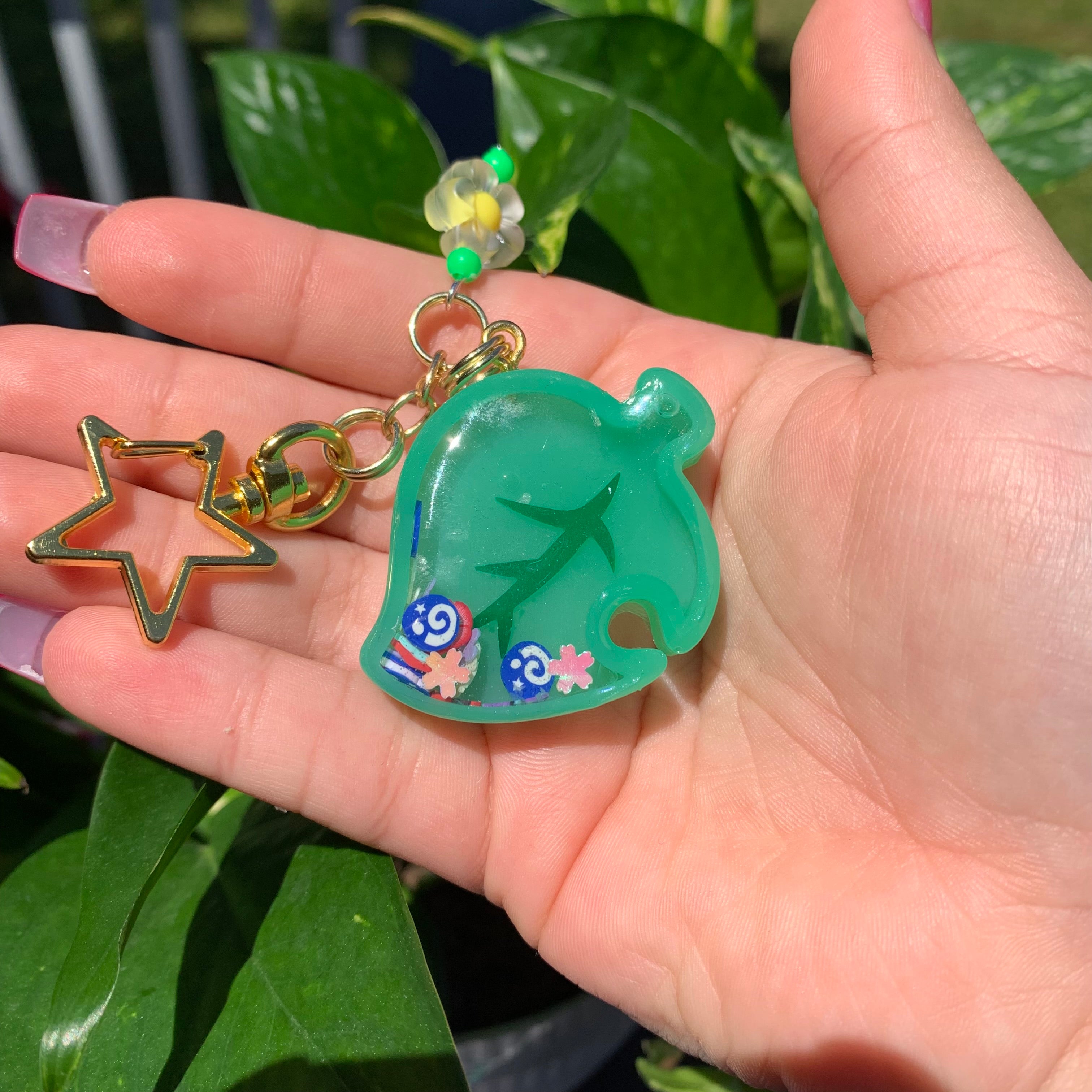 AC Leaf Resin Shaker Keychain