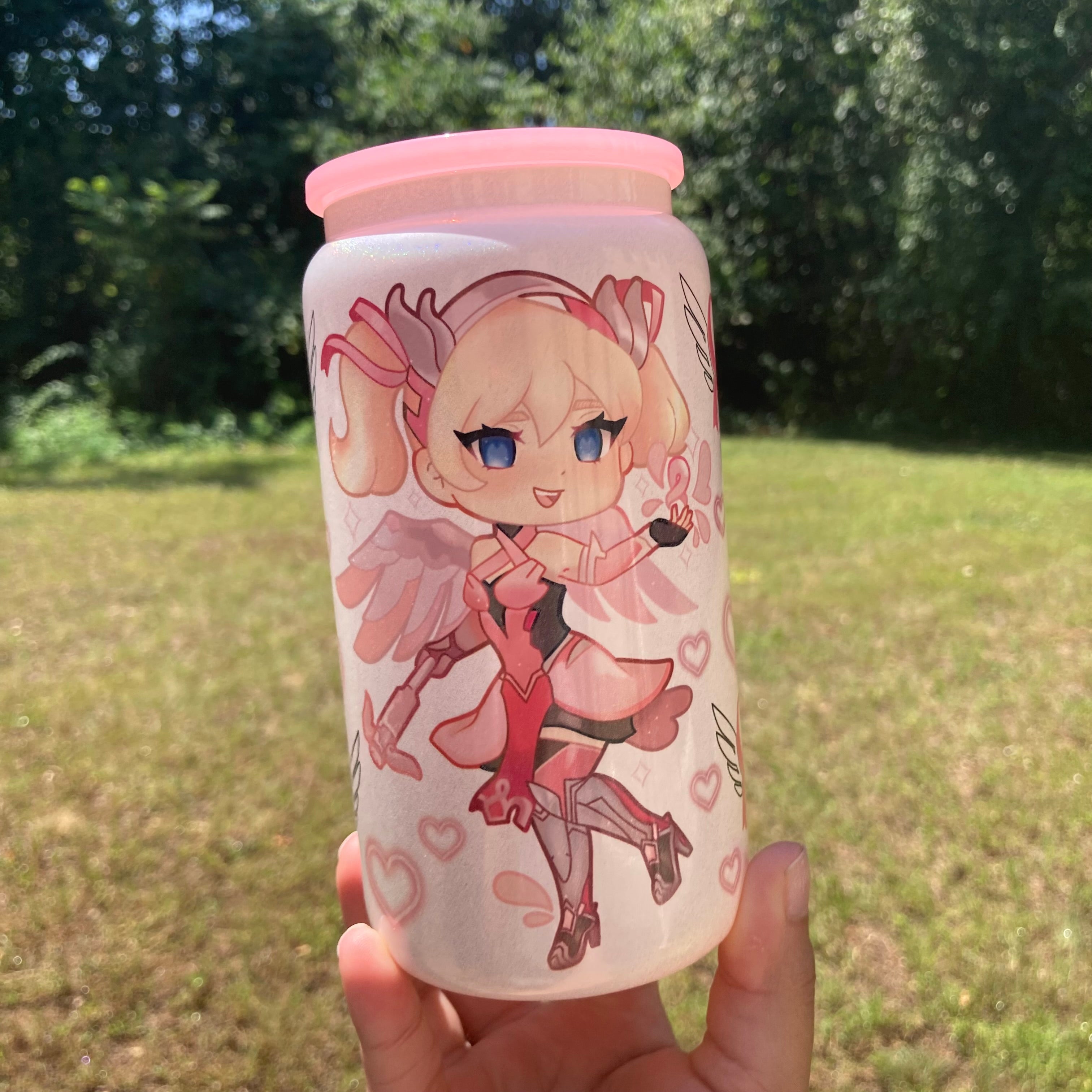 Pink Mercy Glass Can Cup