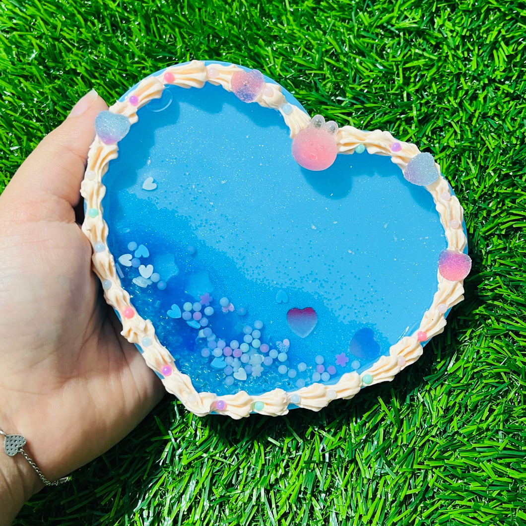 Valentine's Day Blue Resin Shaker Heart Coaster