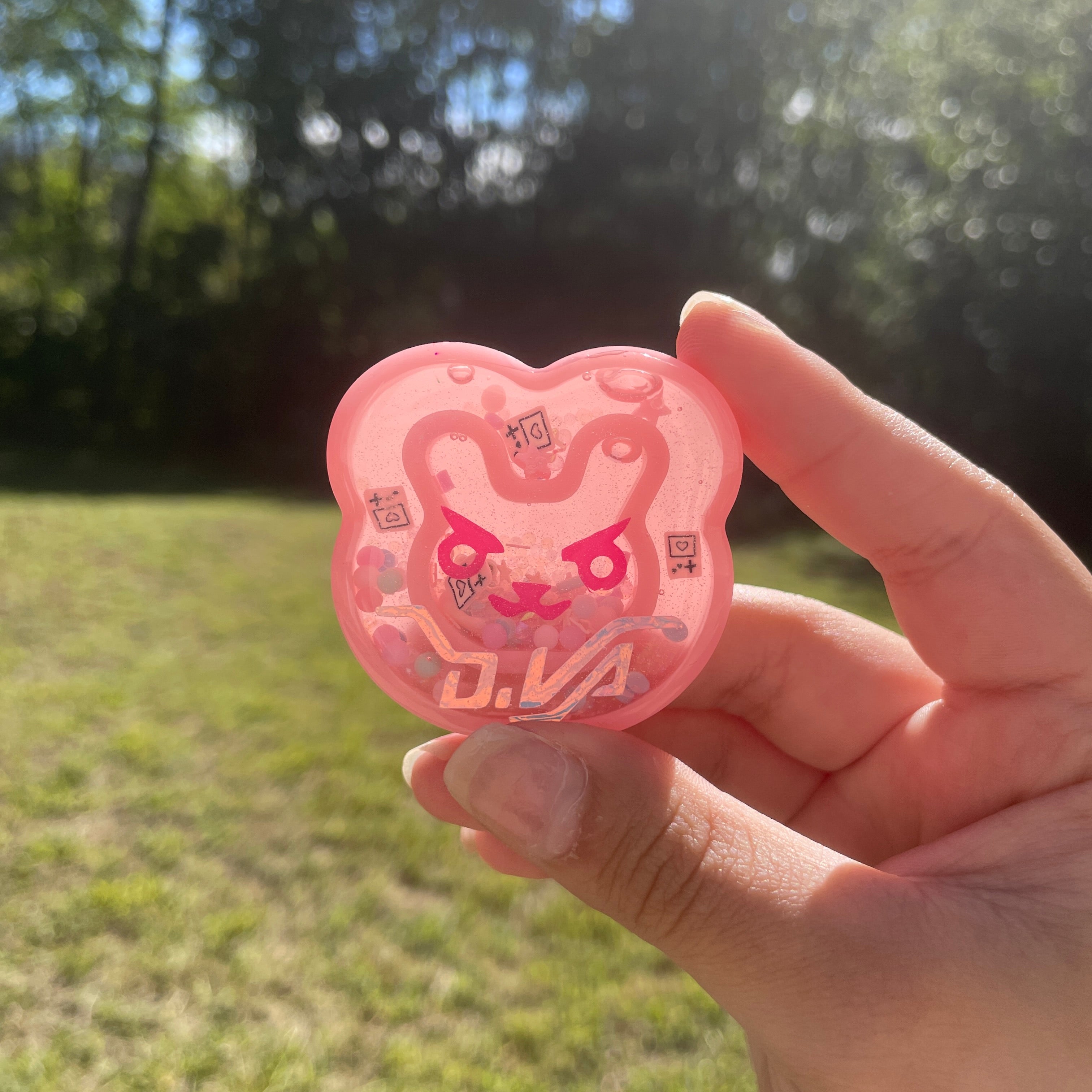 Pink D.VA Bunny Resin Shaker Keychain