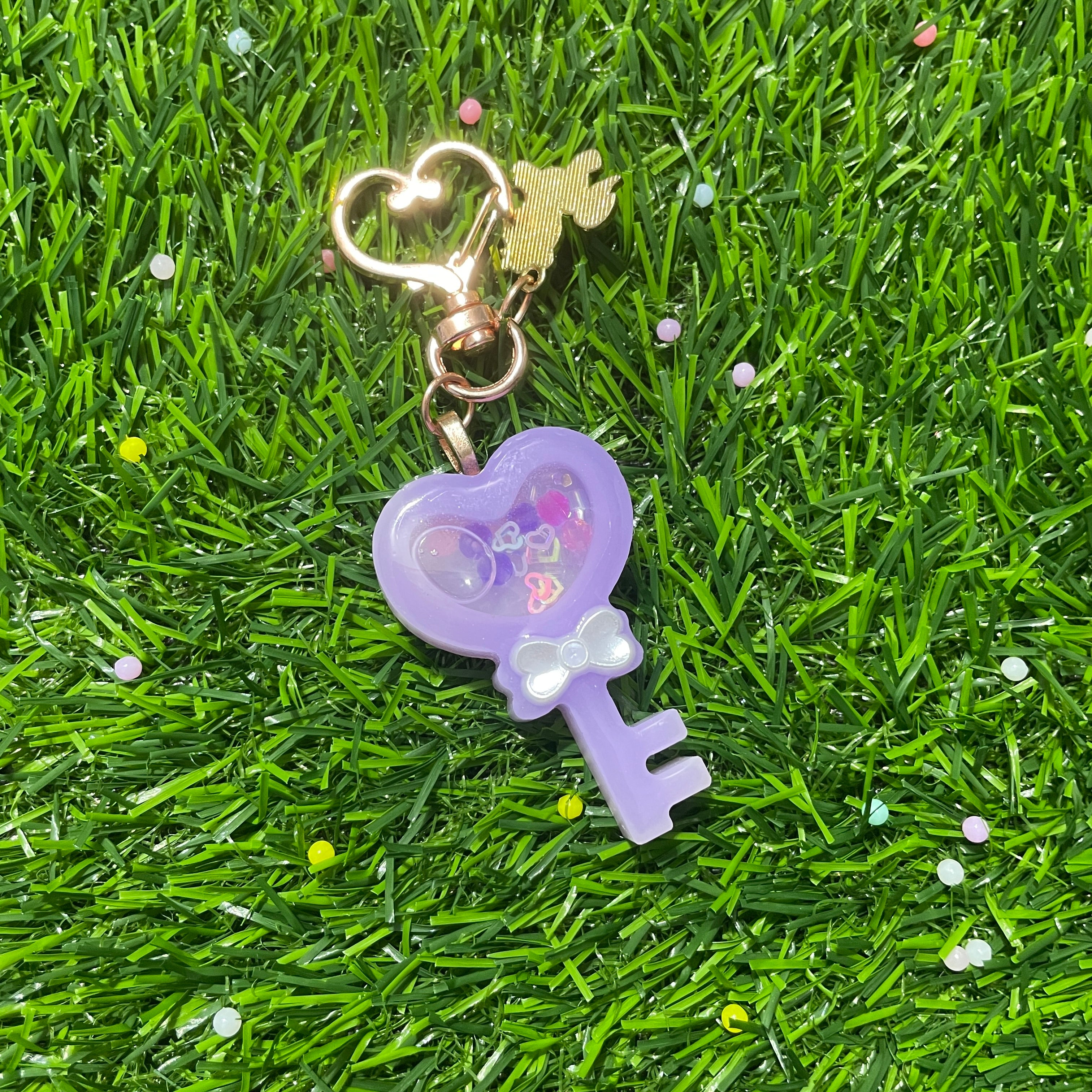 Valentine's Day Blue & Purple Heart Key Shaker Keychain