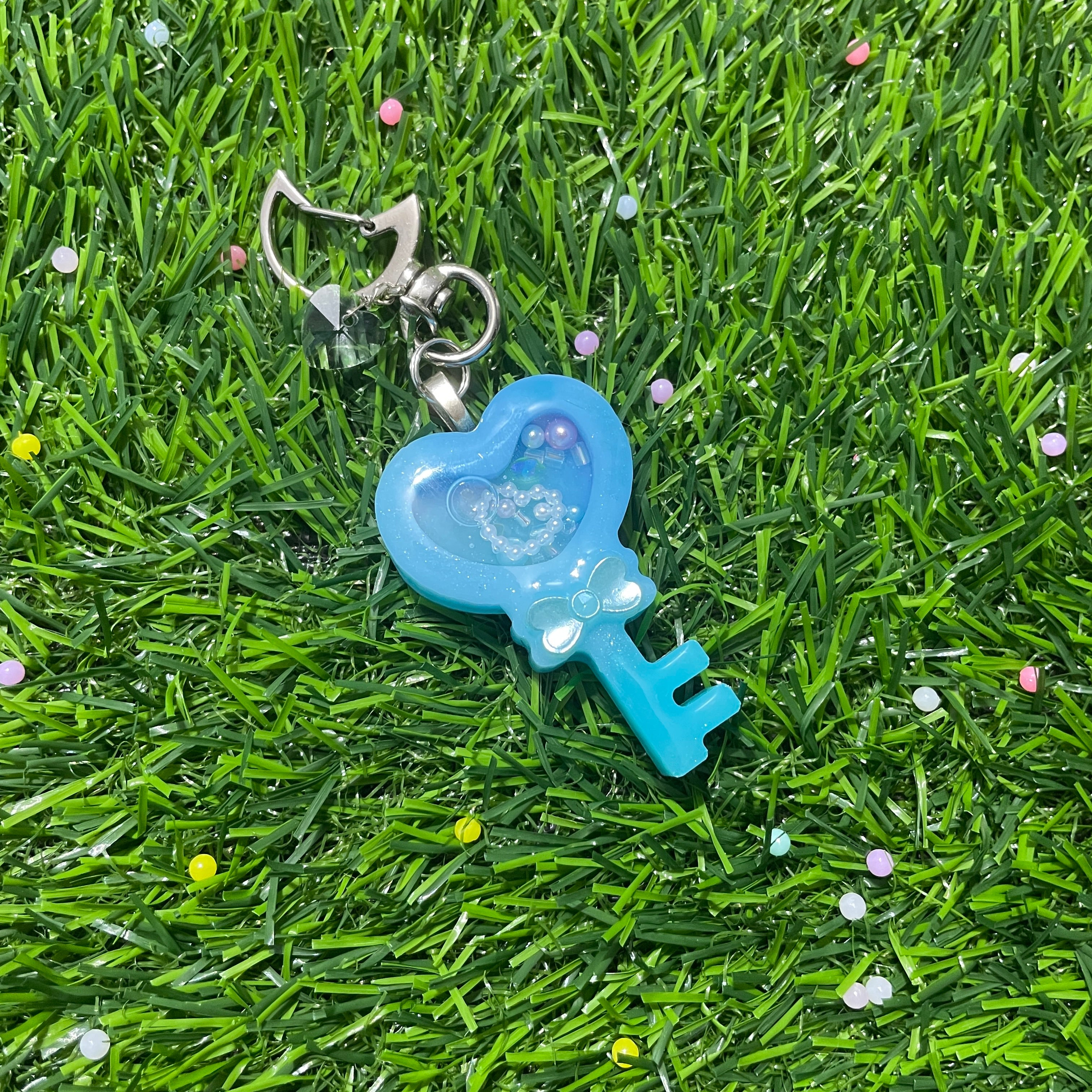 Valentine's Day Blue & Purple Heart Key Shaker Keychain