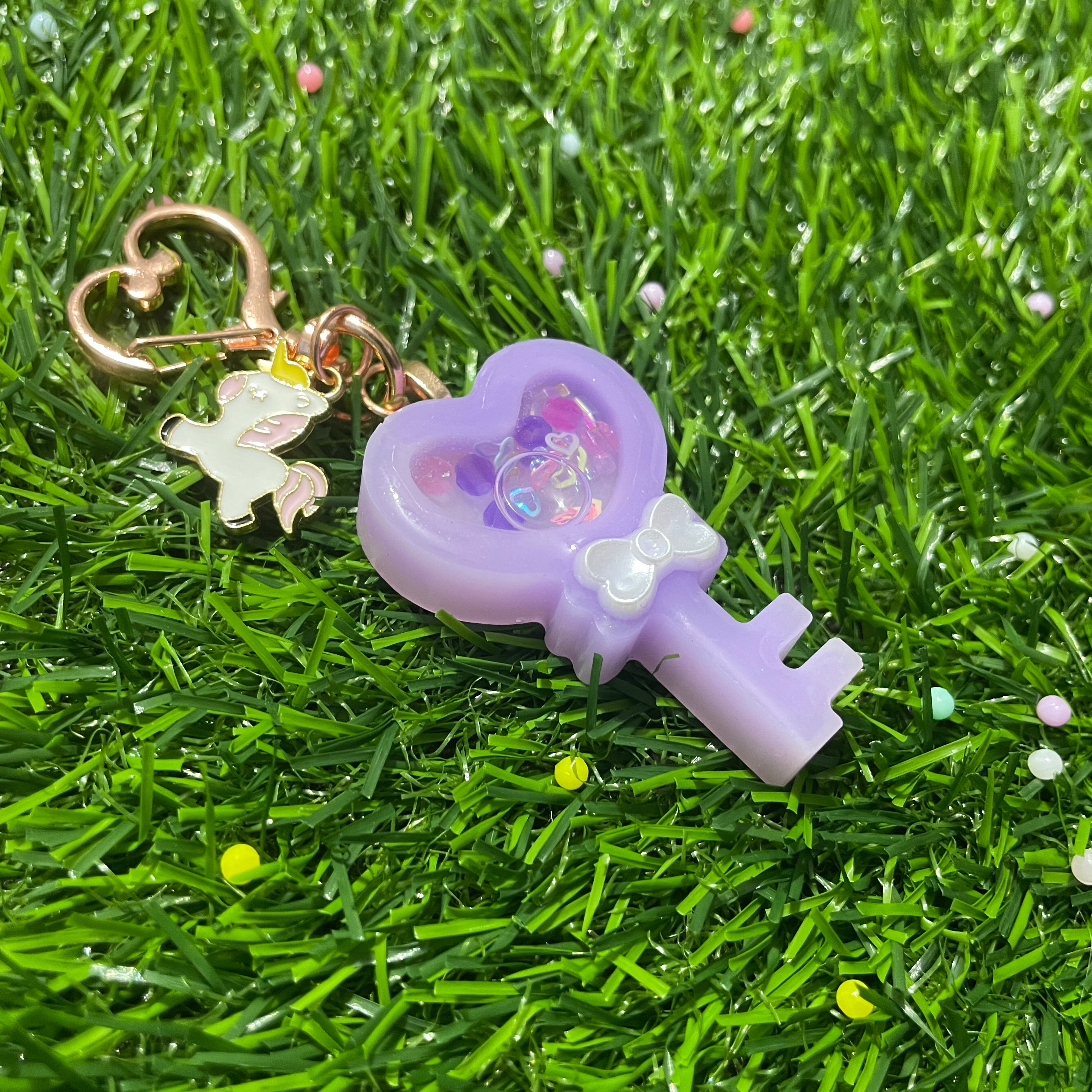 Valentine's Day Blue & Purple Heart Key Shaker Keychain