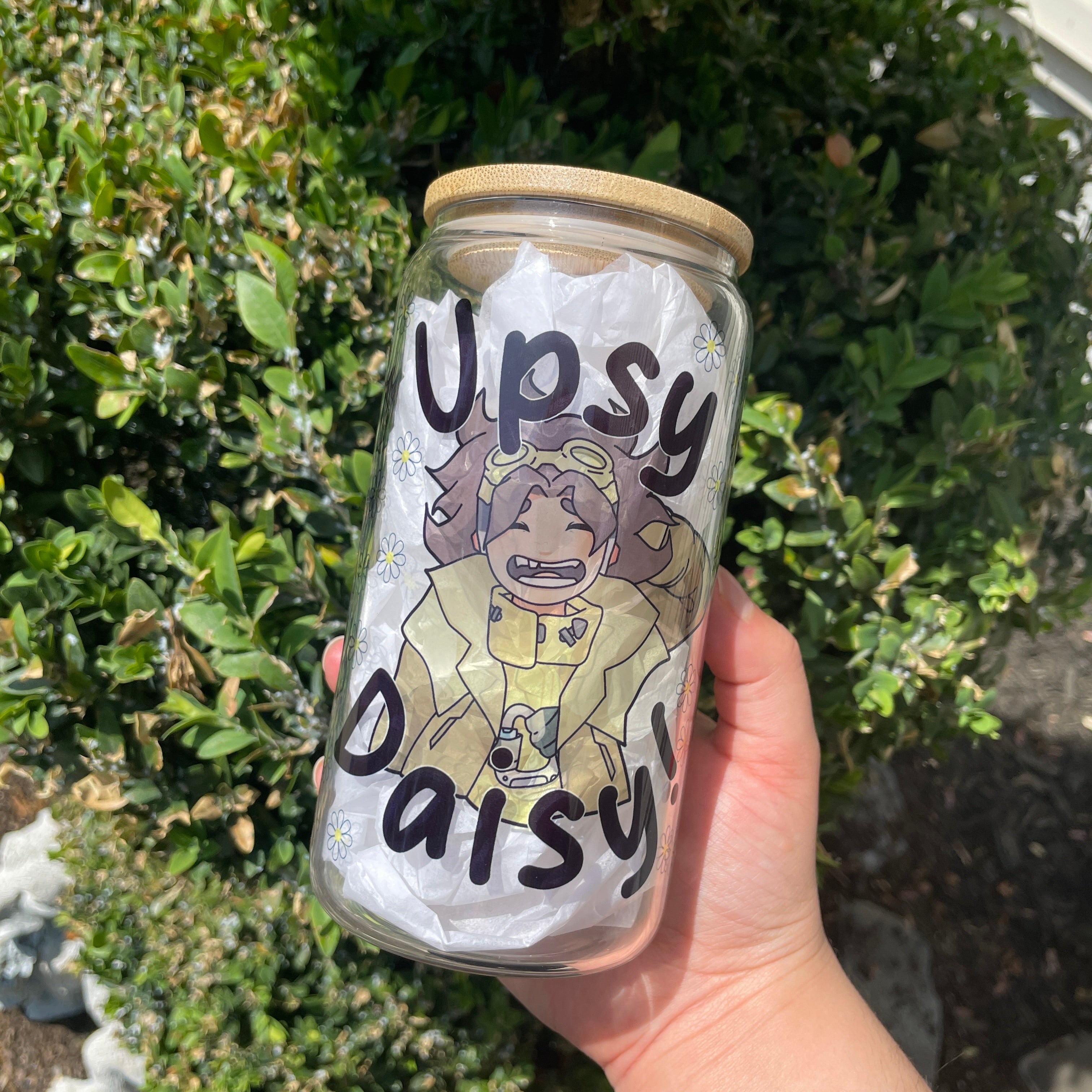 Upsy Daisy! Beer Can Glass