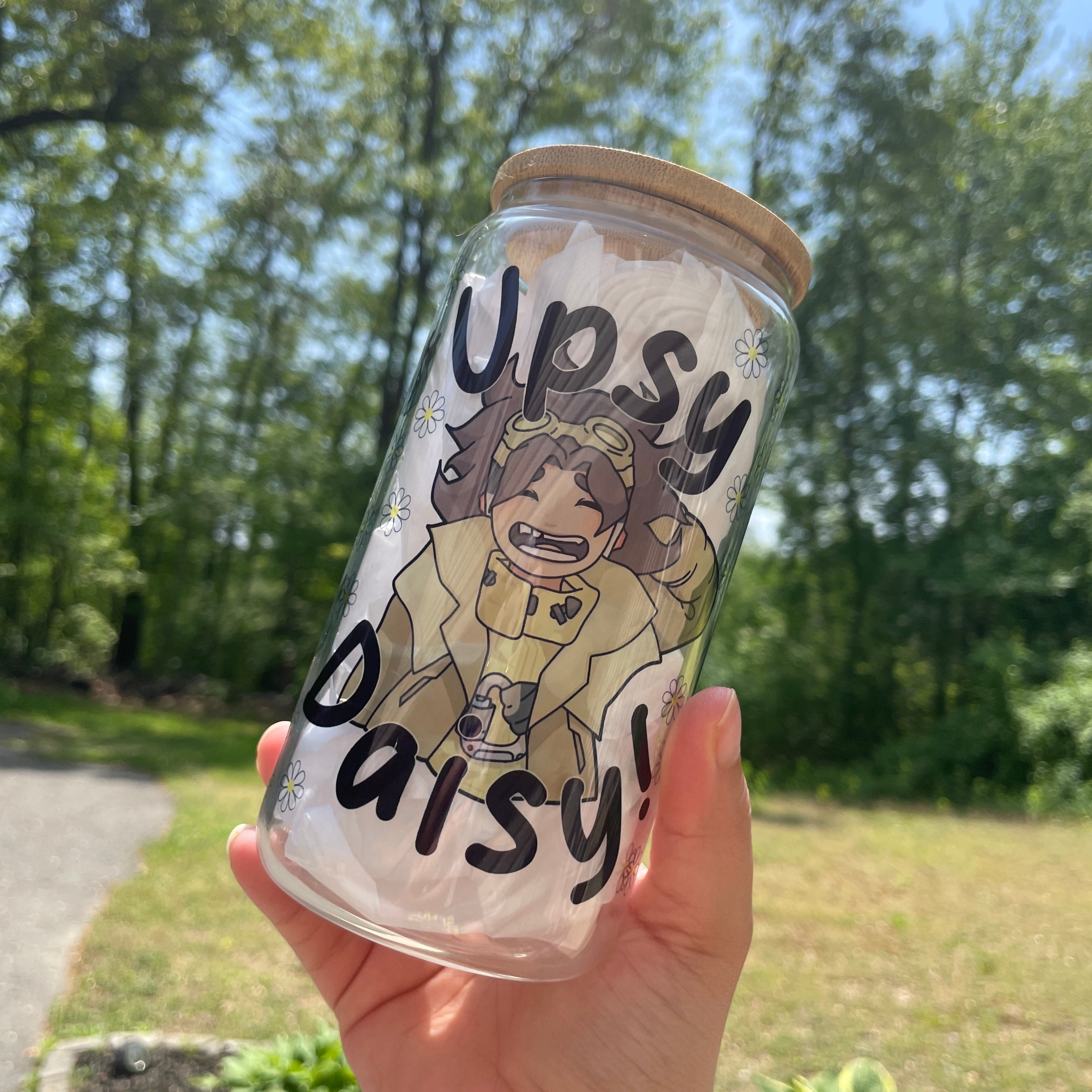 Upsy Daisy! Beer Can Glass