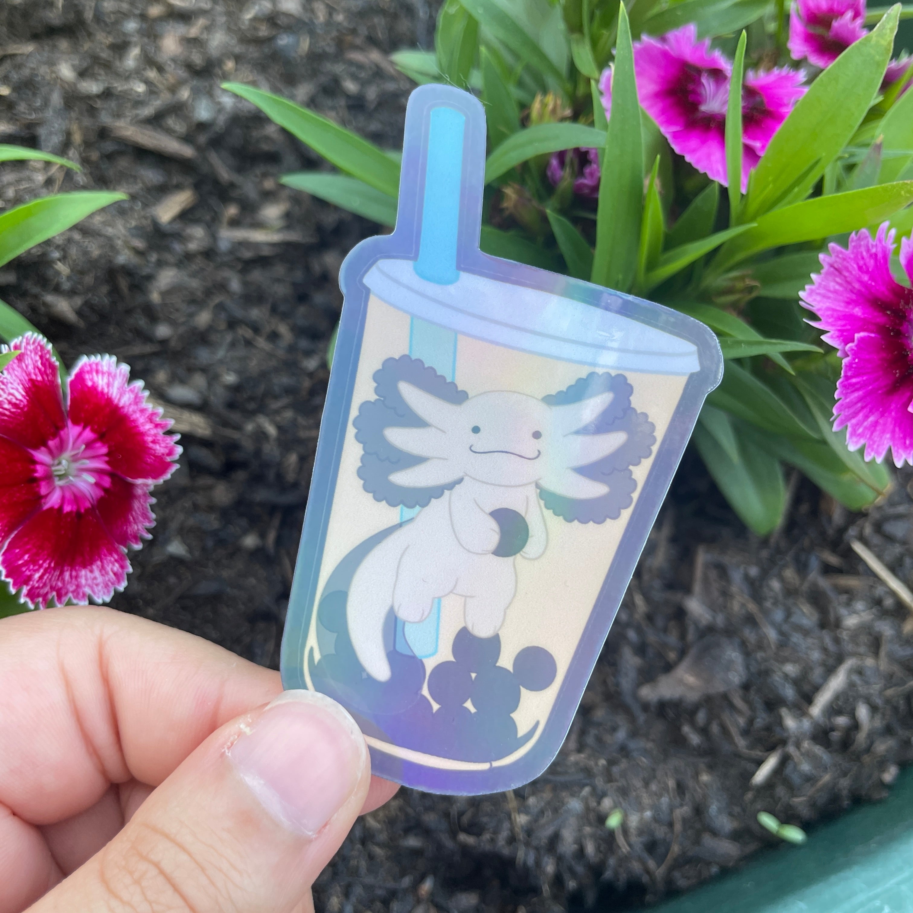 Holo Boba Axolotl sticker