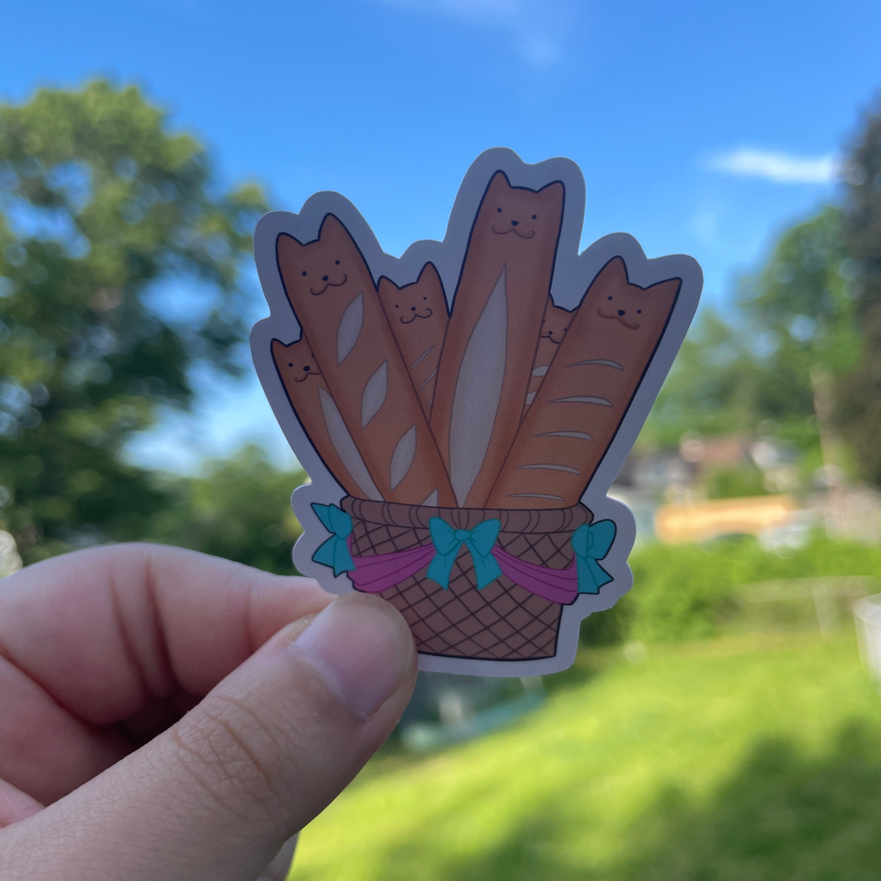 Cat Bread Basket Sticker