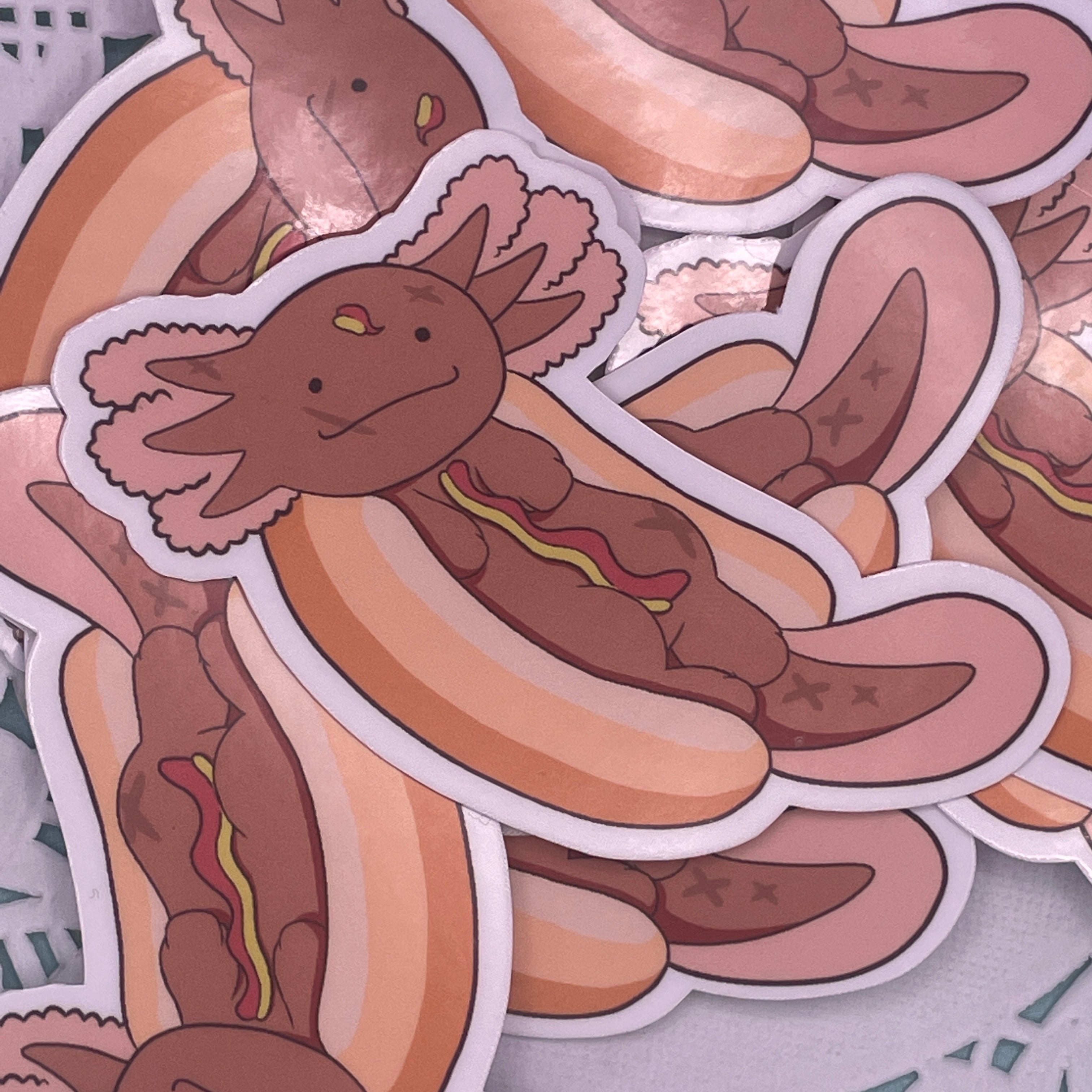 Hot Dog Axolotl Sticker