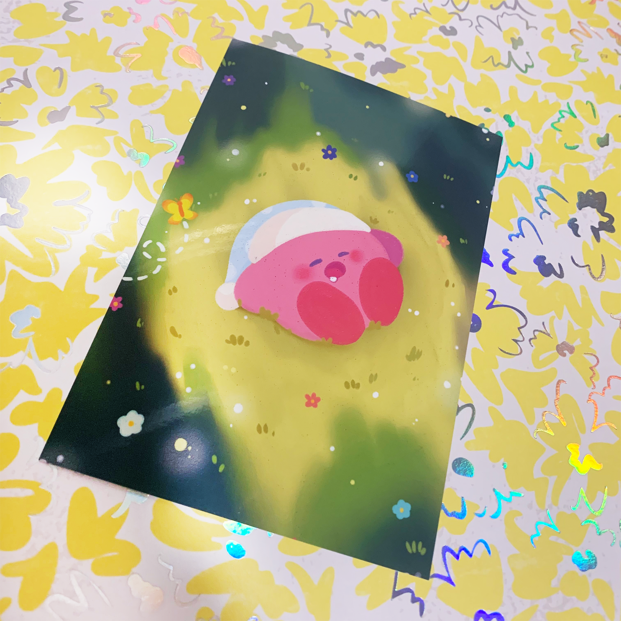 Cute Kawaii Pink Poyo Kirb Art Print