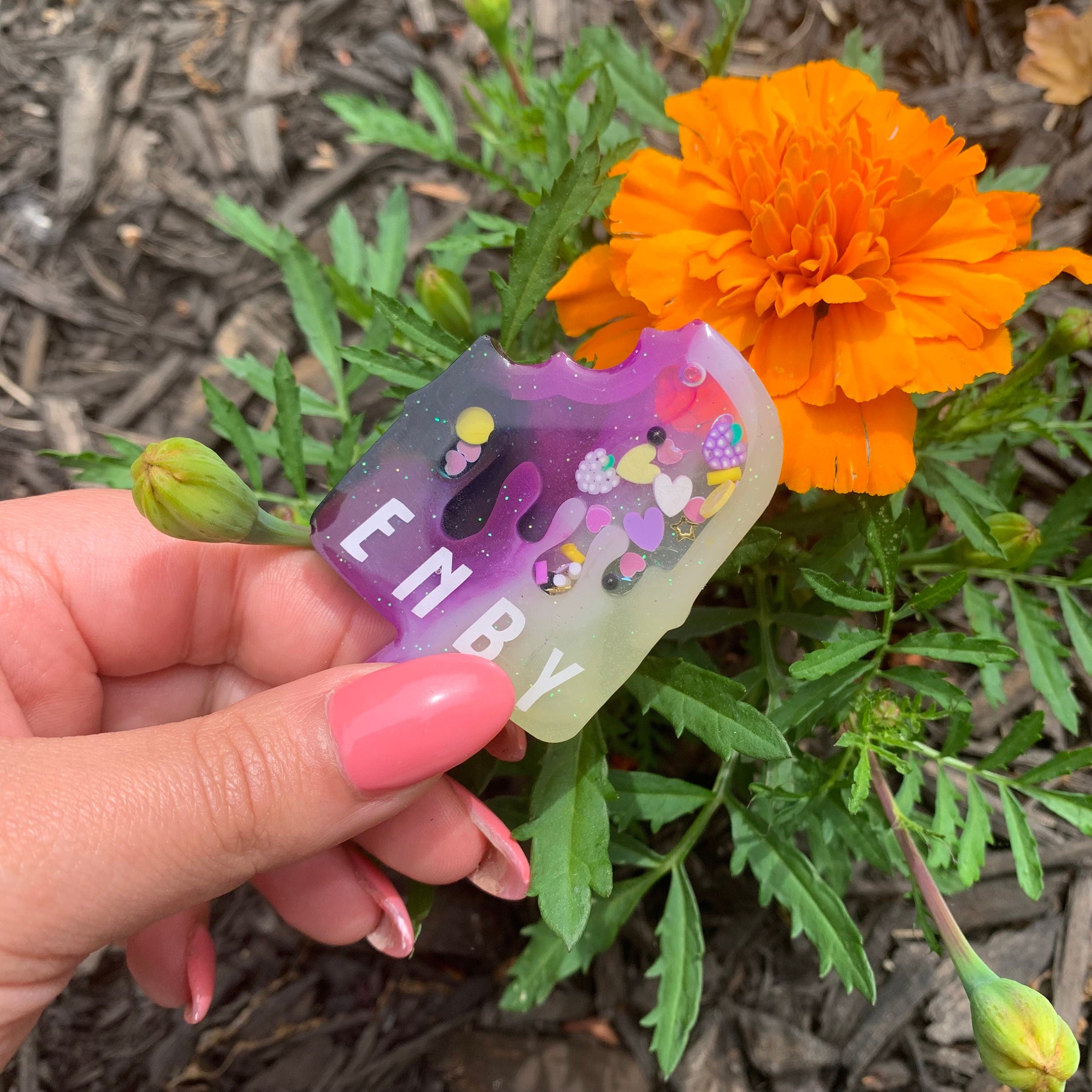 Nonbinary Ice Cream Resin Keychain