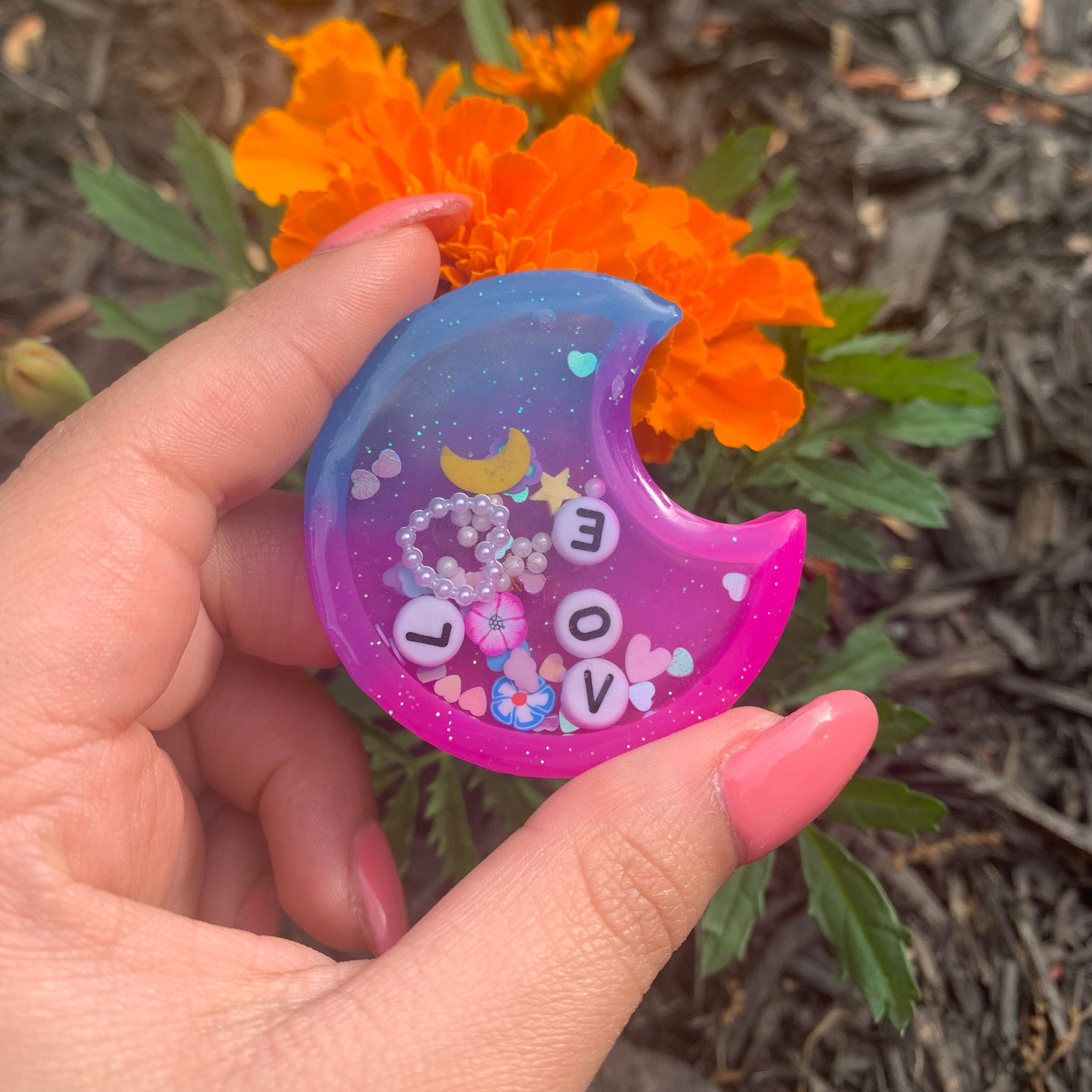 Bisexual Pride Flag Love Moon Resin Shaker Charm