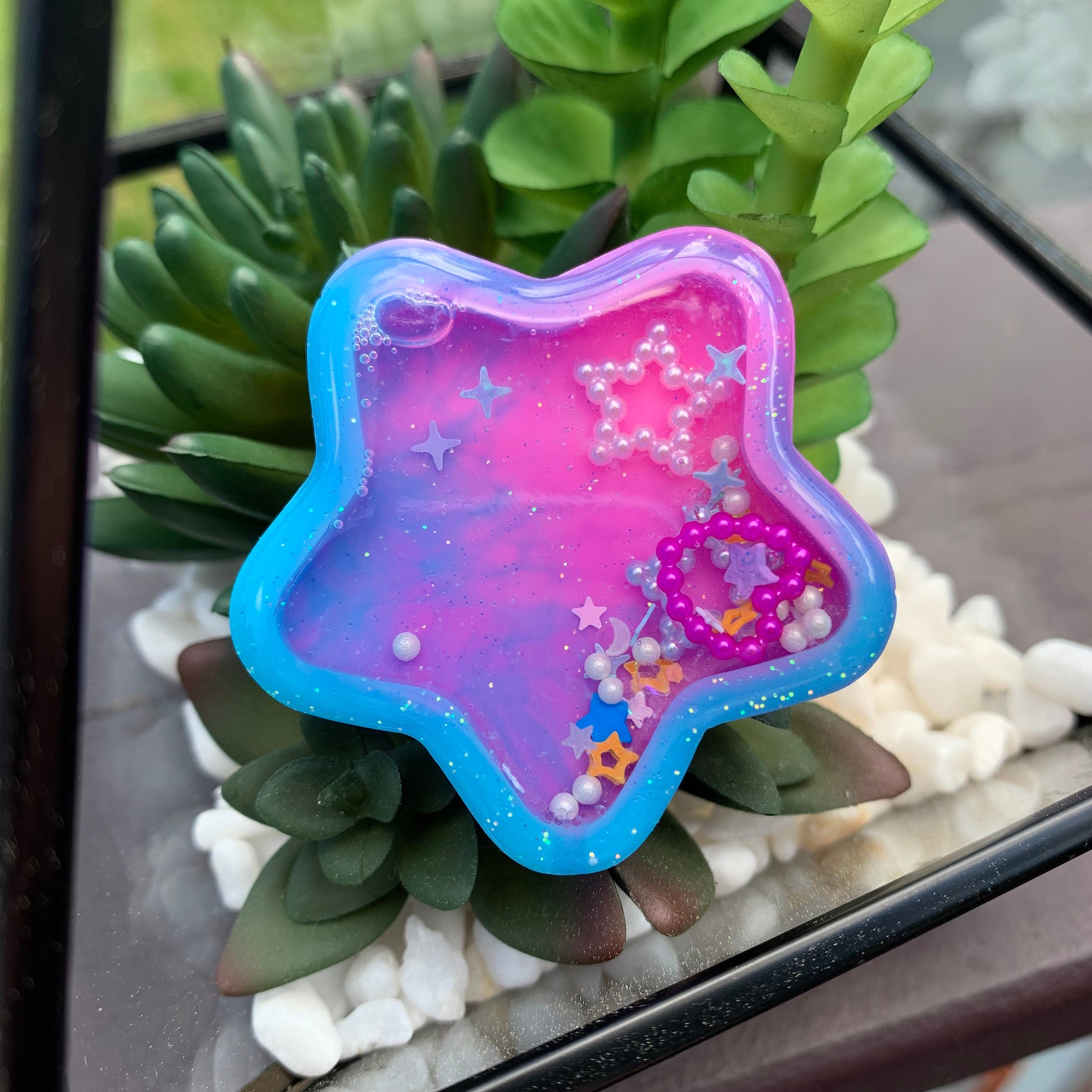 Star Pink and Blue Resin Shaker Charm