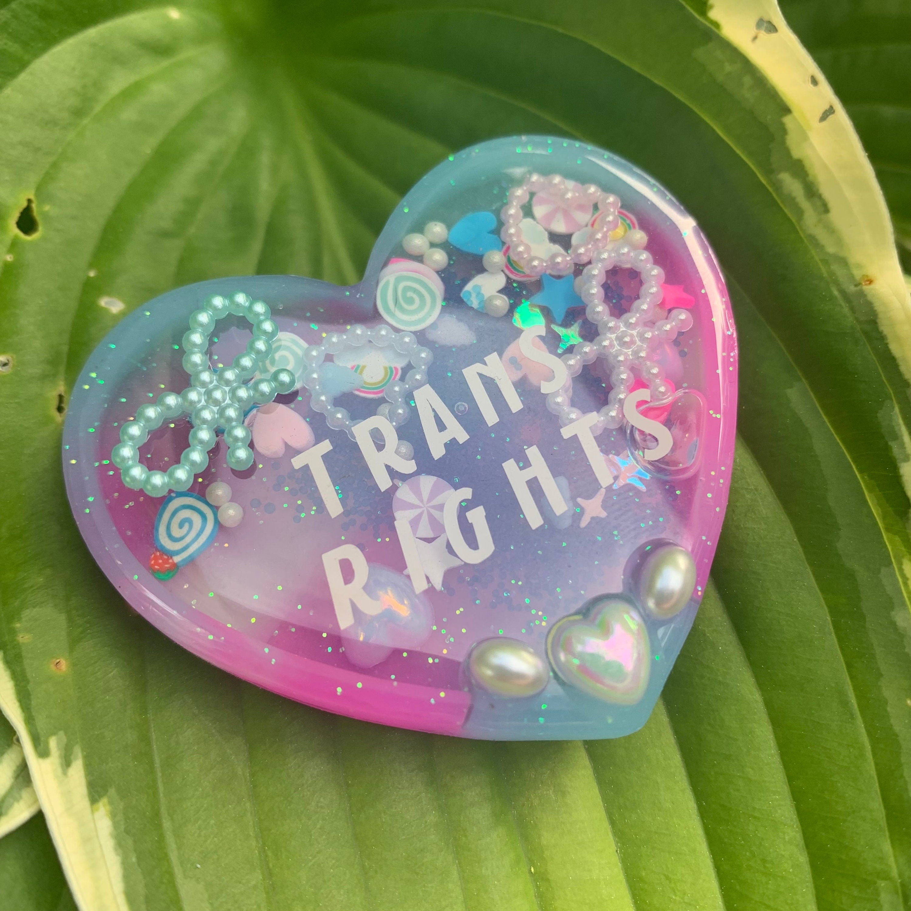 Transgender Pride Flag Heart Resin Grippy