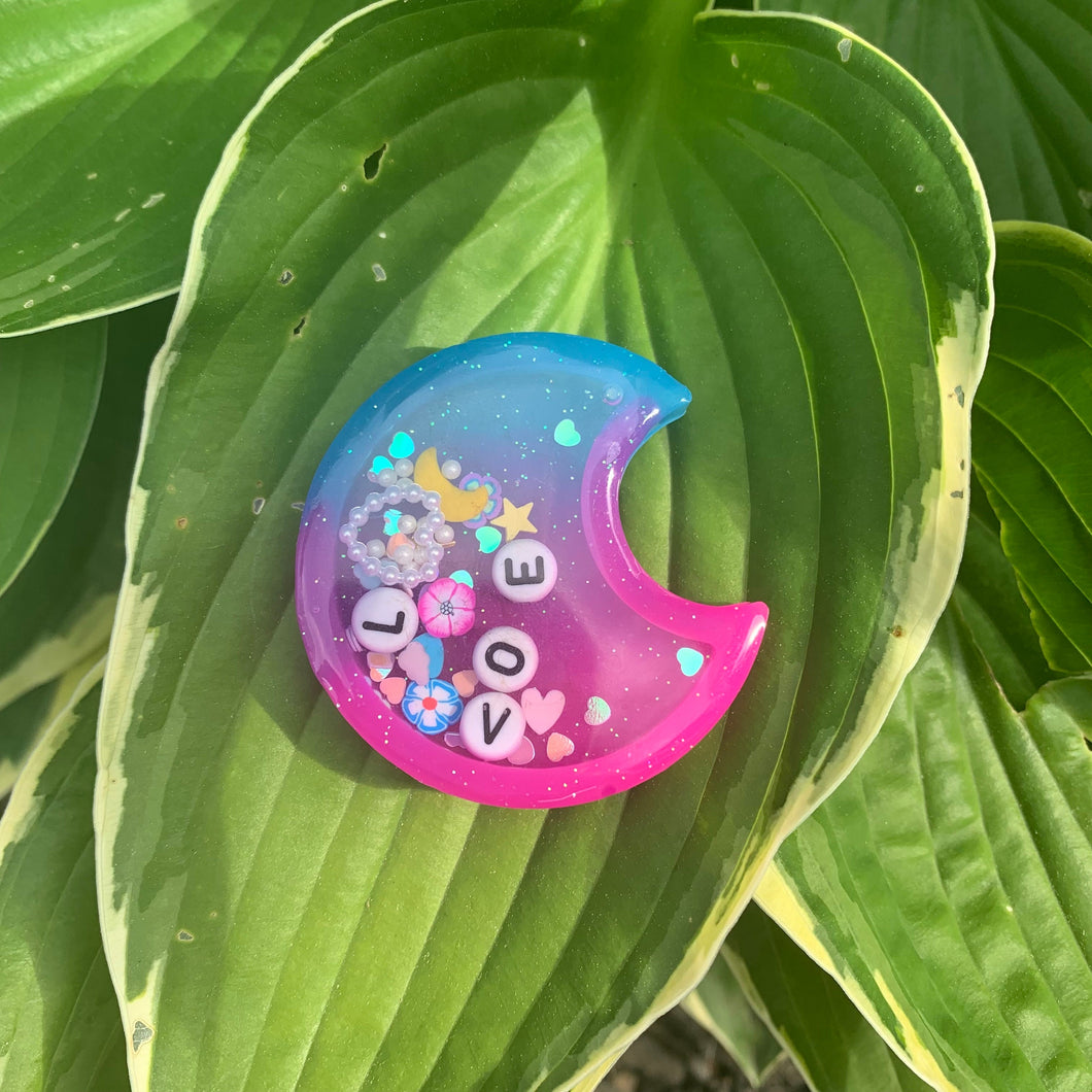 Bisexual Pride Flag Love Moon Resin Shaker Charm