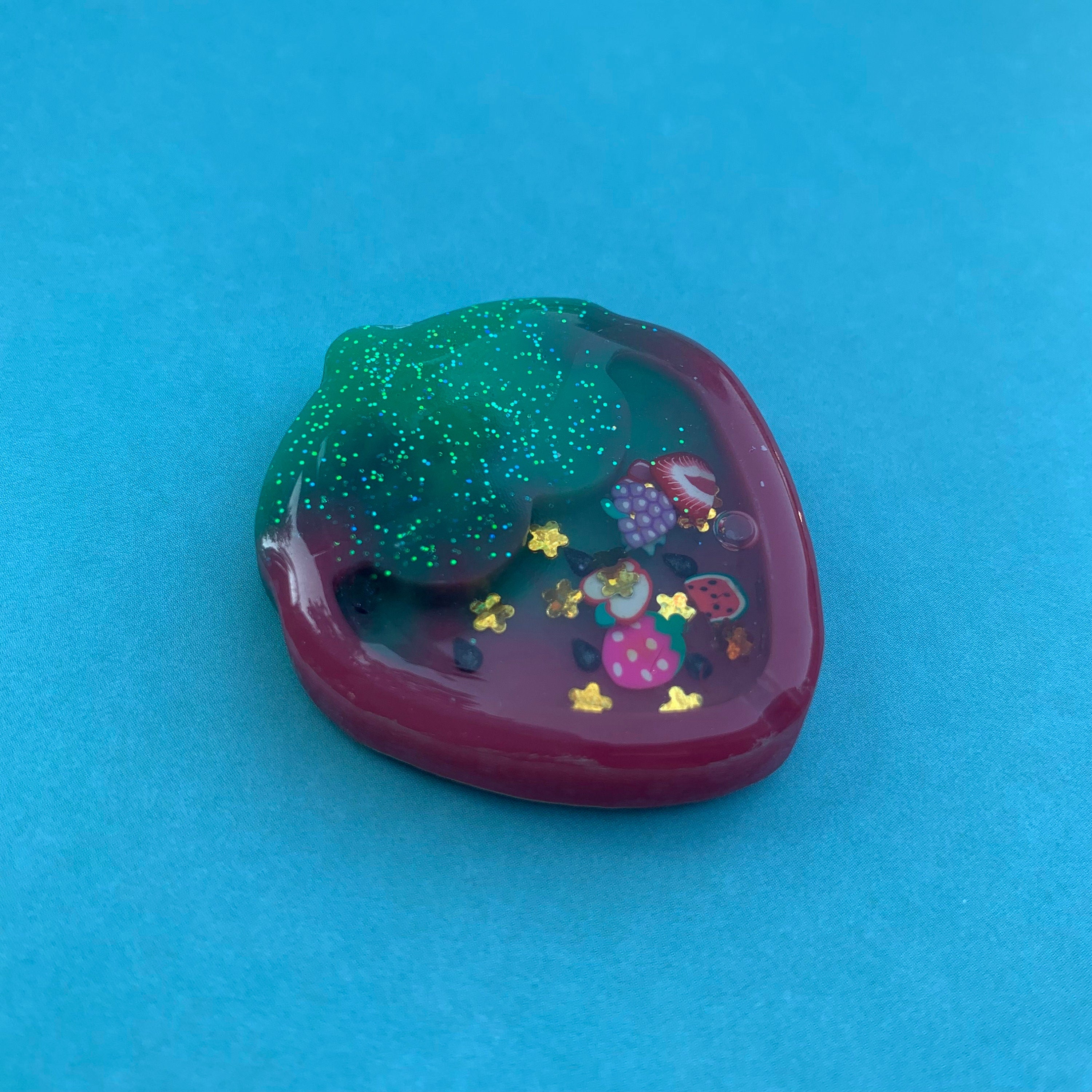 Strawberry Resin Shaker Charm