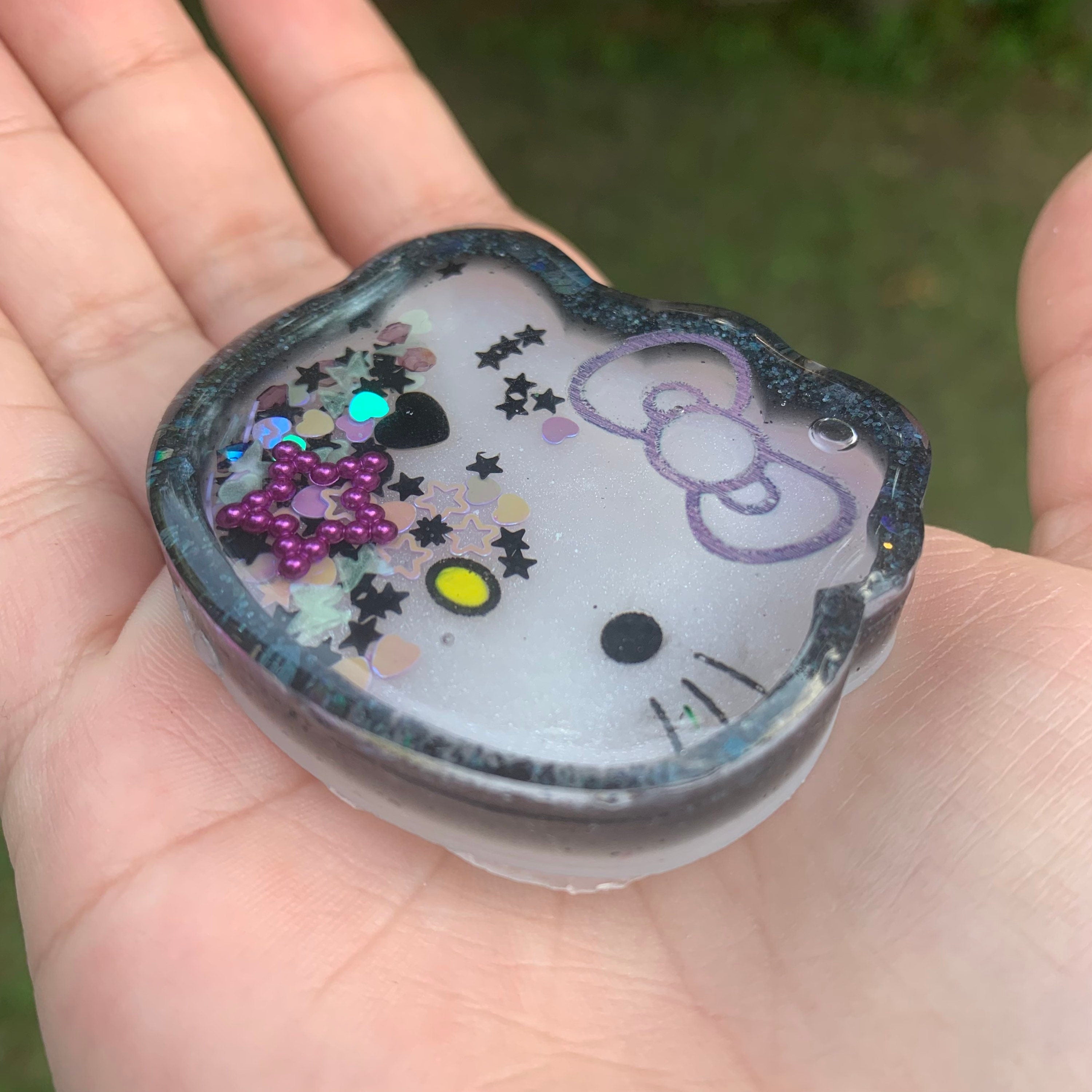 Goth HKitty Resin Shaker Charm