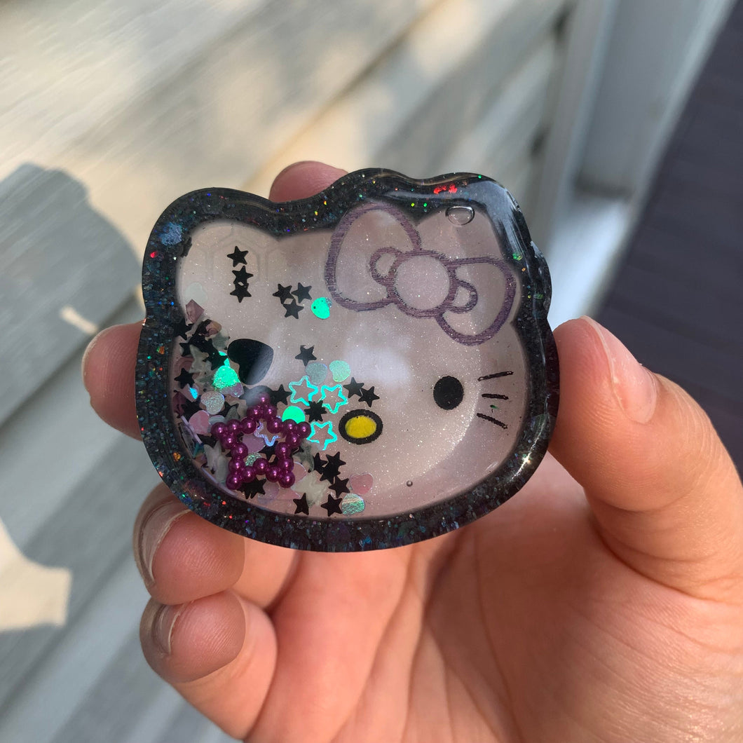 Goth HKitty Resin Shaker Charm