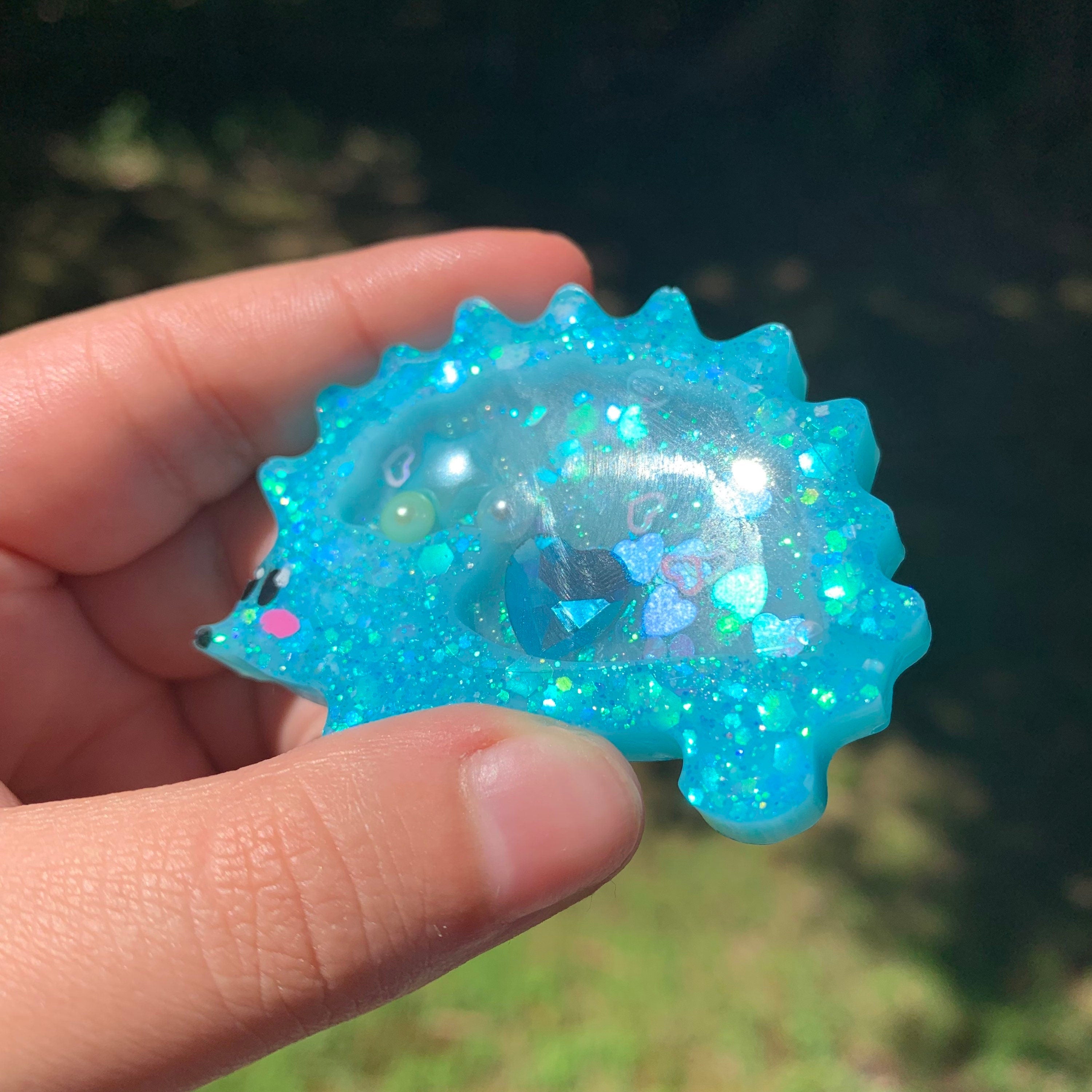 Blue Hedgehog Resin Shaker Charm