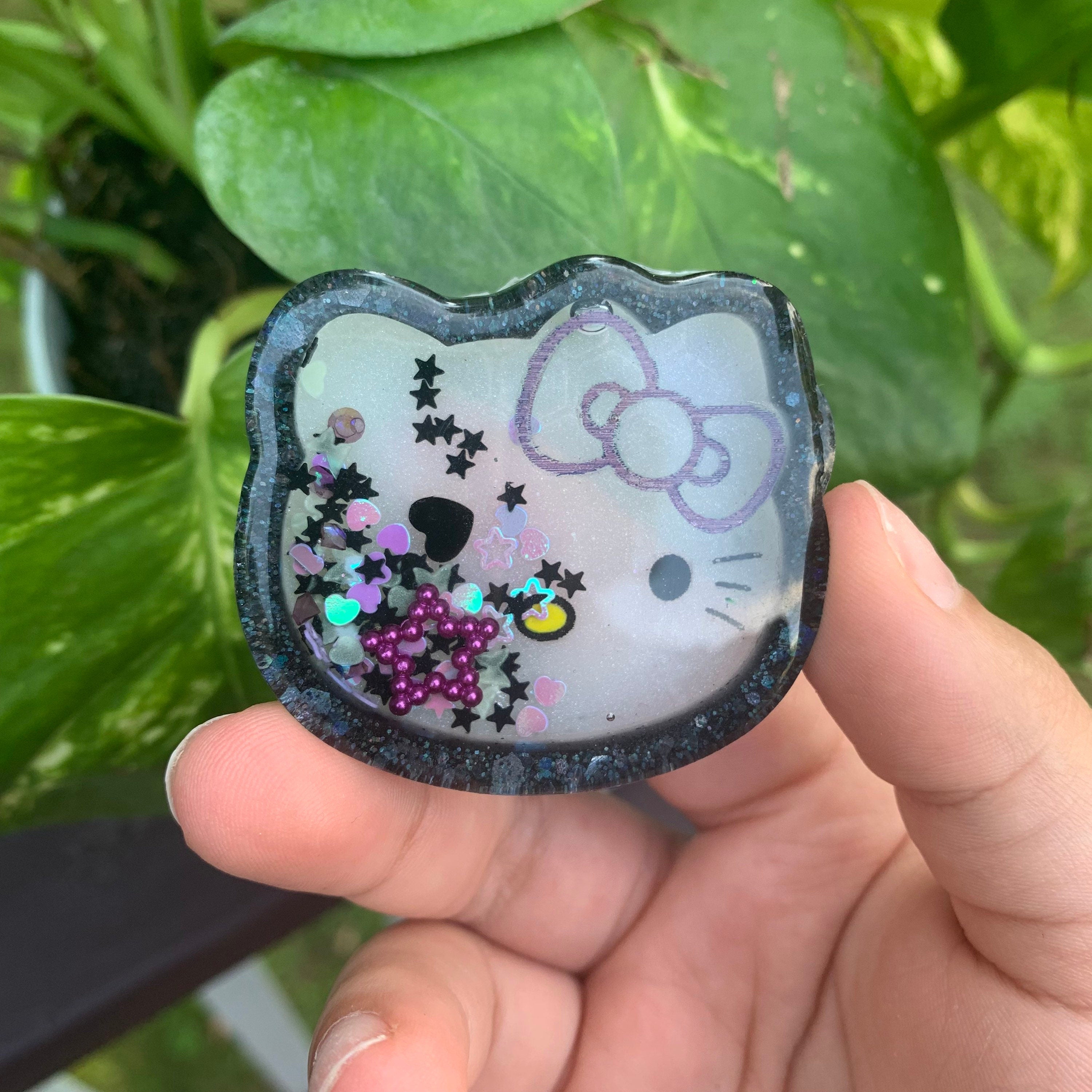 Goth HKitty Resin Shaker Charm