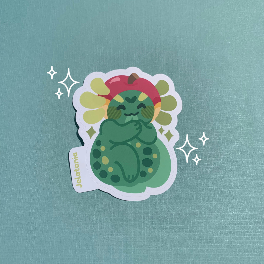 Cute Green Apple Axolotl Sticker