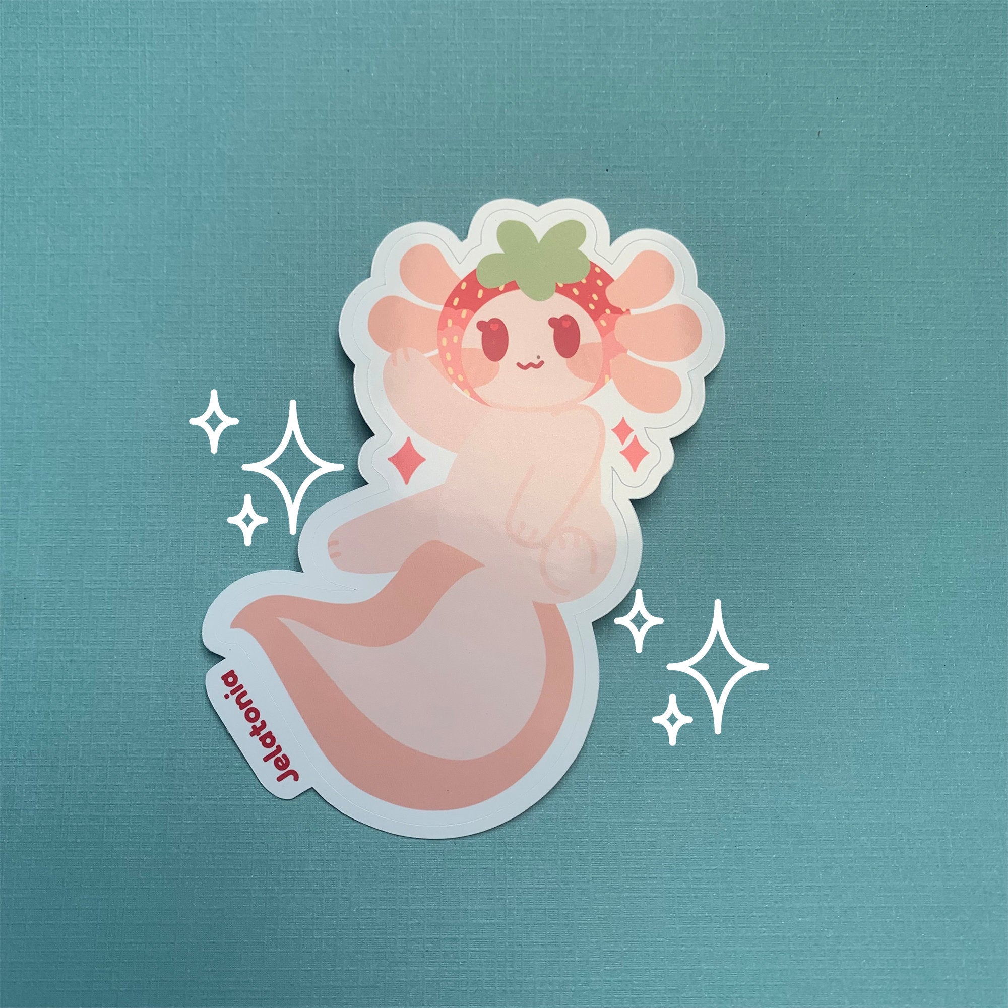 Cute Strawberry Axolotl Sticker