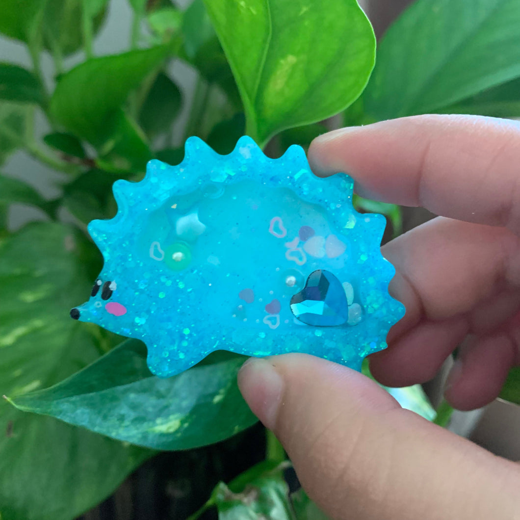 Blue Hedgehog Resin Shaker Charm