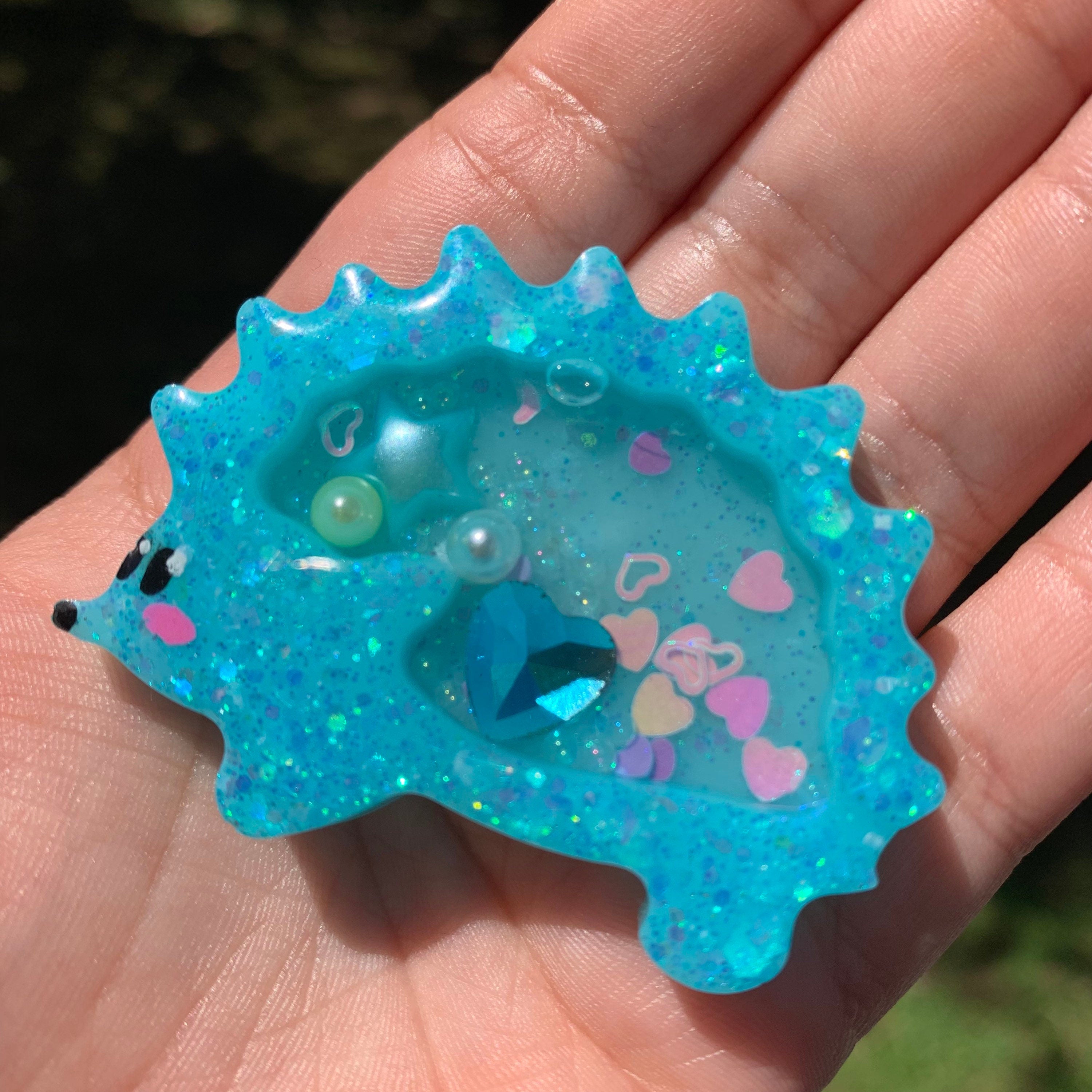 Blue Hedgehog Resin Shaker Charm