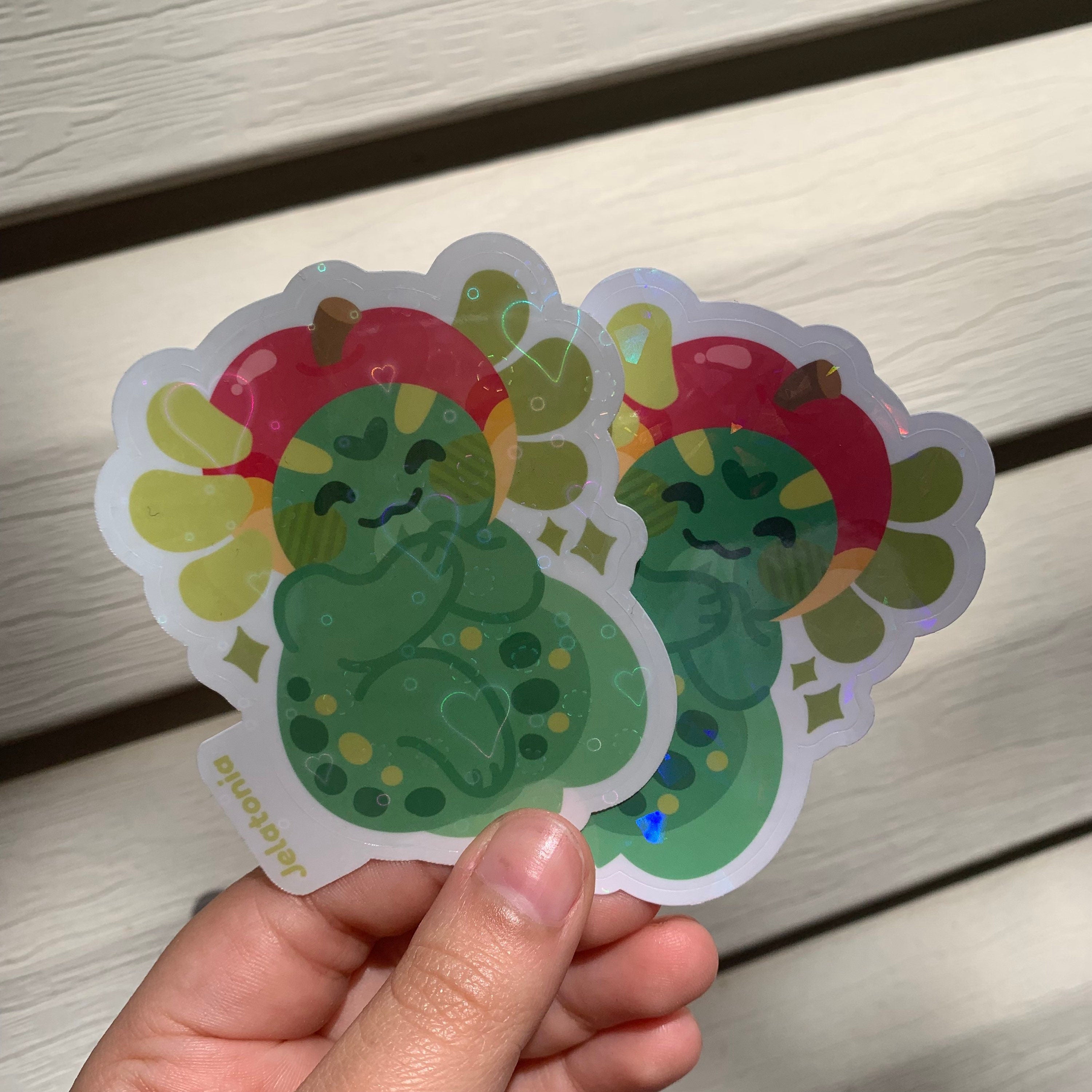 Cute Green Apple Axolotl Sticker