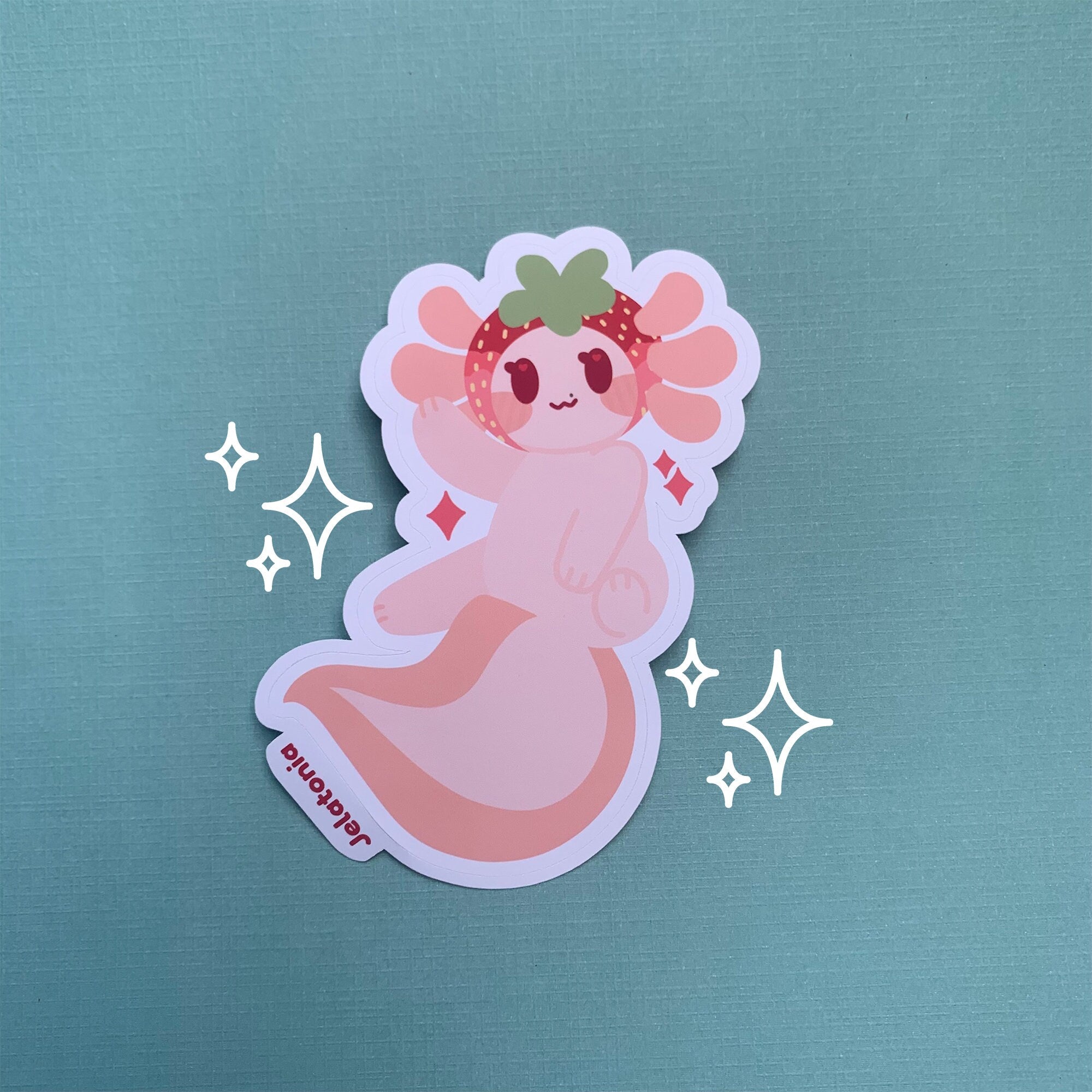 Cute Strawberry Axolotl Sticker